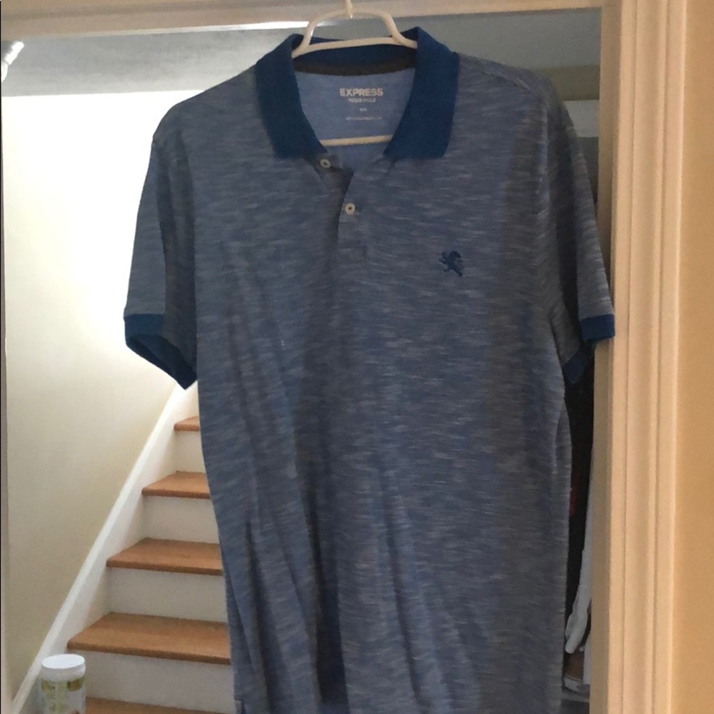 Express Mens Pique Polo, Blue